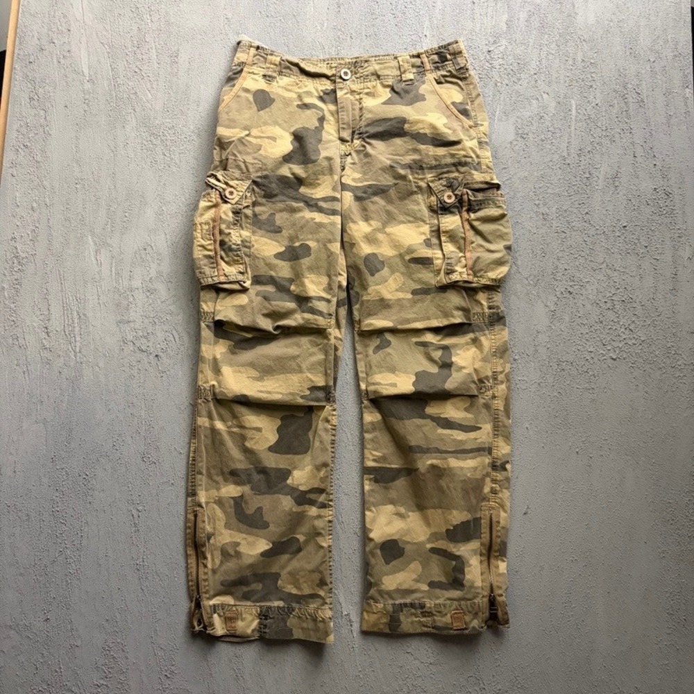 Vintage Abercrombie Cargo Pants 32x30 Camo Y2K Ankle Zip Military Utility